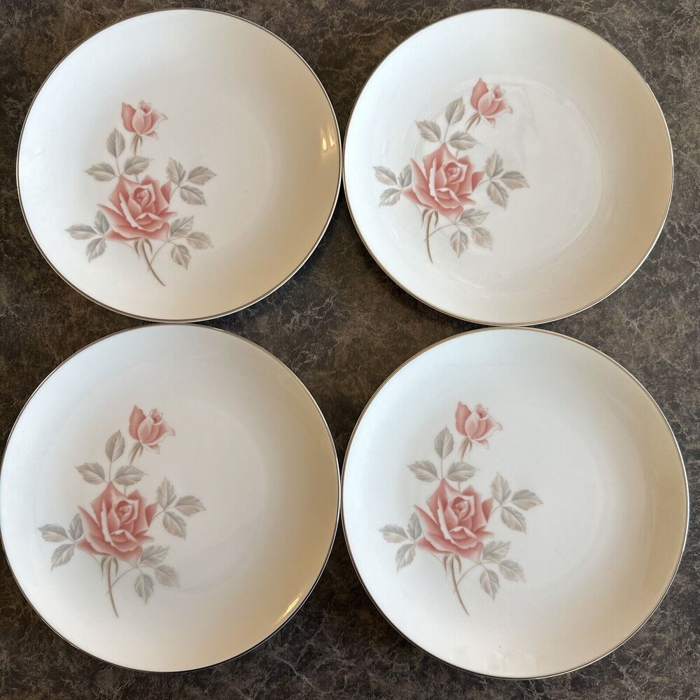 Set Of 4‎ Noritake China Rosemist 6225 Salad Plates 8.25”